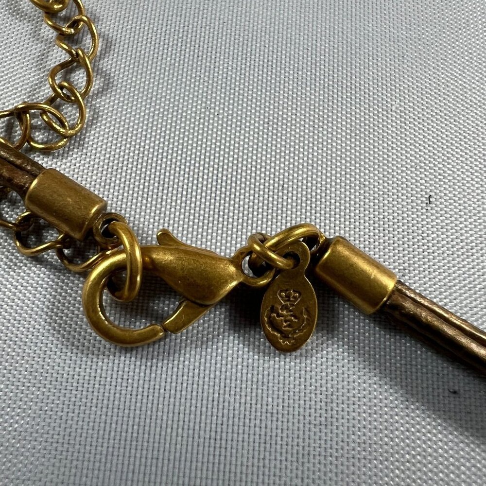 Bronze Pendant Necklace With Tiger Eye & Black Onyx Accents On Multi-Strand Cord - Picture 3 of 3
